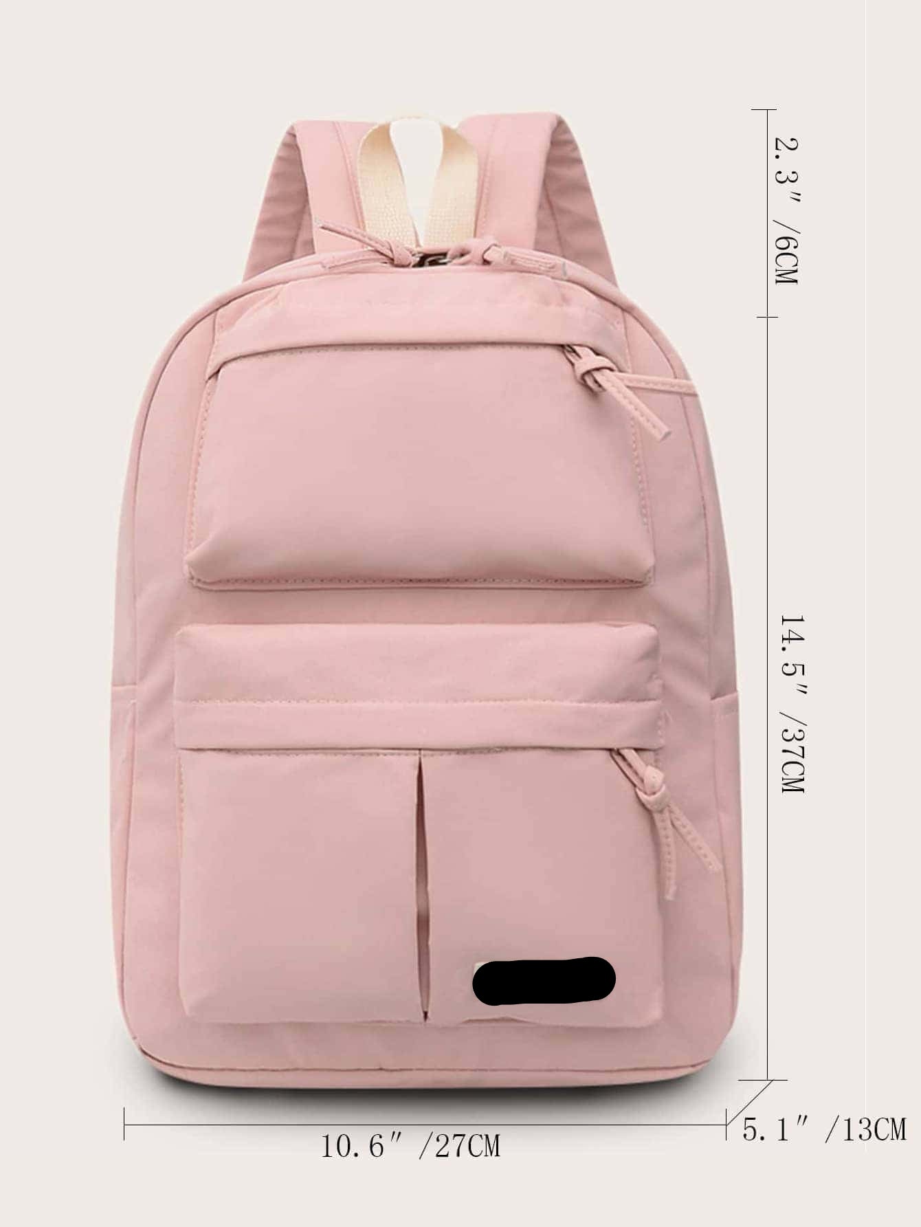 Letter Patch Detail Functional Backpack – Stylish School Bag for Teens, College Students & Travelers
