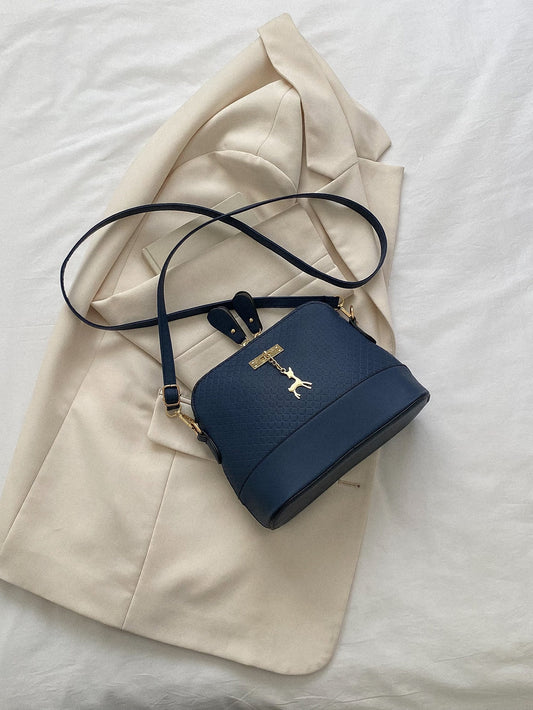 Minimalist Geometric Embossed Dome Handbag – Elegant Elk-Inspired Decor for Office, Commute & Everyday Use