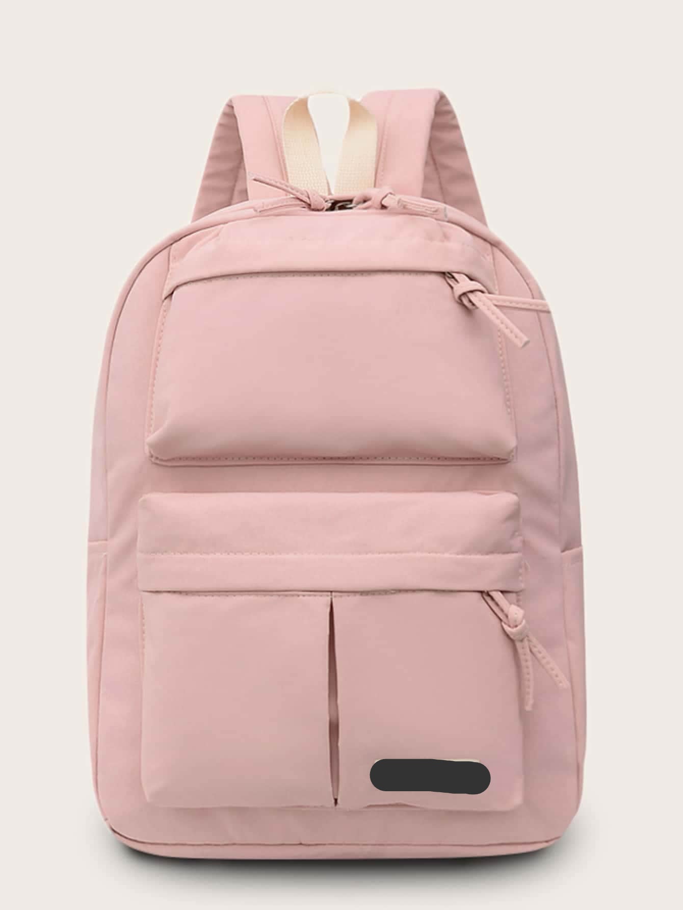 Letter Patch Detail Functional Backpack – Stylish School Bag for Teens, College Students & Travelers