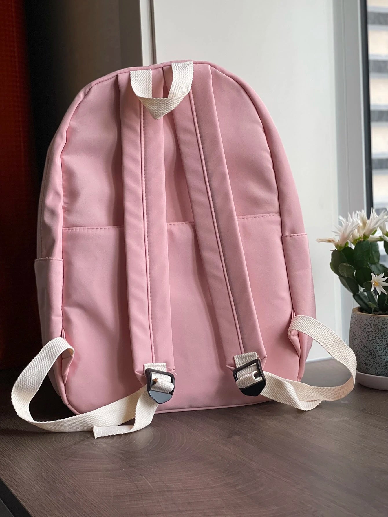 Letter Patch Detail Functional Backpack – Stylish School Bag for Teens, College Students & Travelers