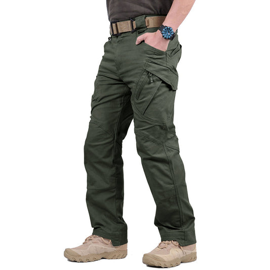 Men's Solid Color Bib Pocket Cargo Pants – Straight-Leg Tactical Utility Trousers
